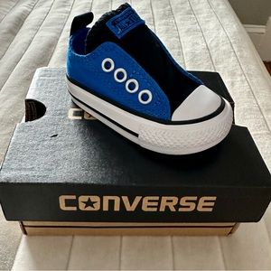 New In Box: Infant Converse Slip On Shoes in Blue/Black